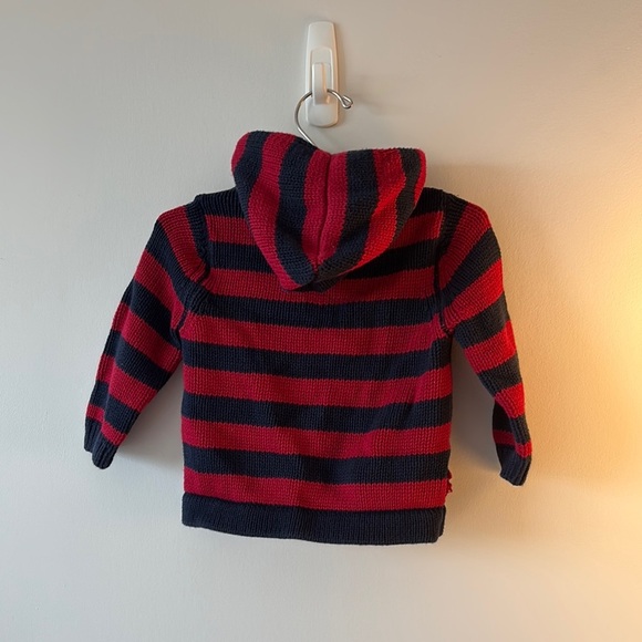 GAP Red and Black Striped Sweater with Hood - Picture 3 of 3